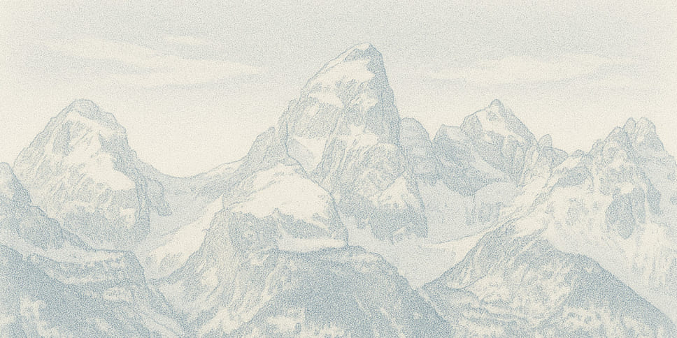 Pencil illustration of the Teton Range.